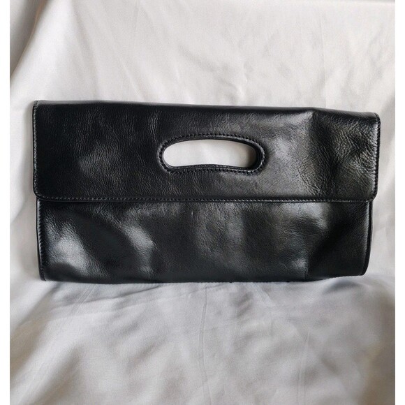 Hobo International Katrina Clutch Handbag Purse Pebbled Leather Black - Picture 1 of 13
